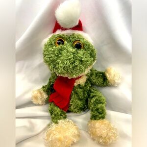 Christmas frog with hat and scarf. World Market brand, 9”